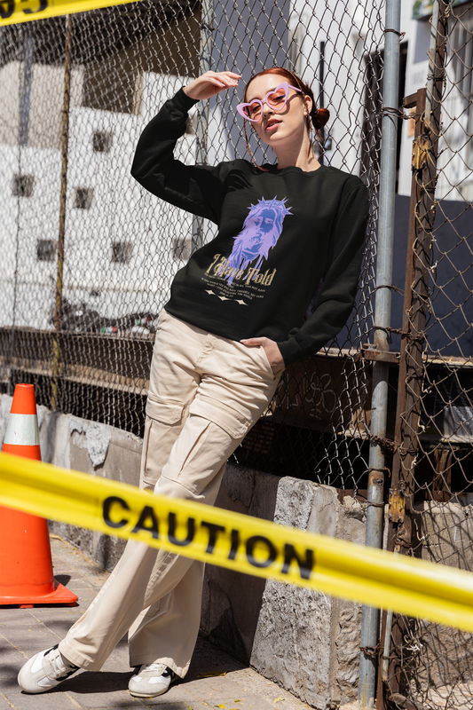 Christian female Unisex Sweatshirt John 16:33 Black