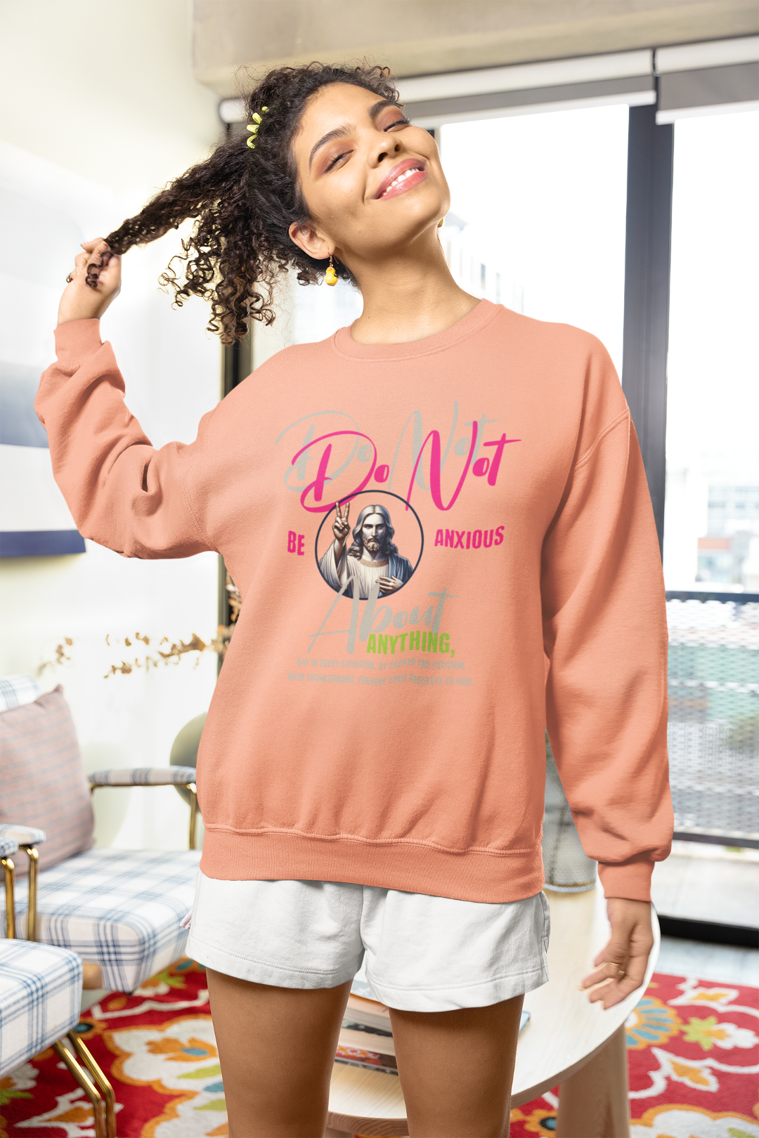 Unisex pink Sweatshirt Philippians 4:6