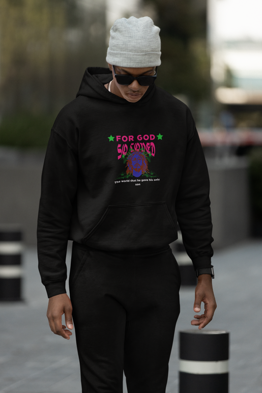 Christian male wearing Unisex Hoodie - John 3:16